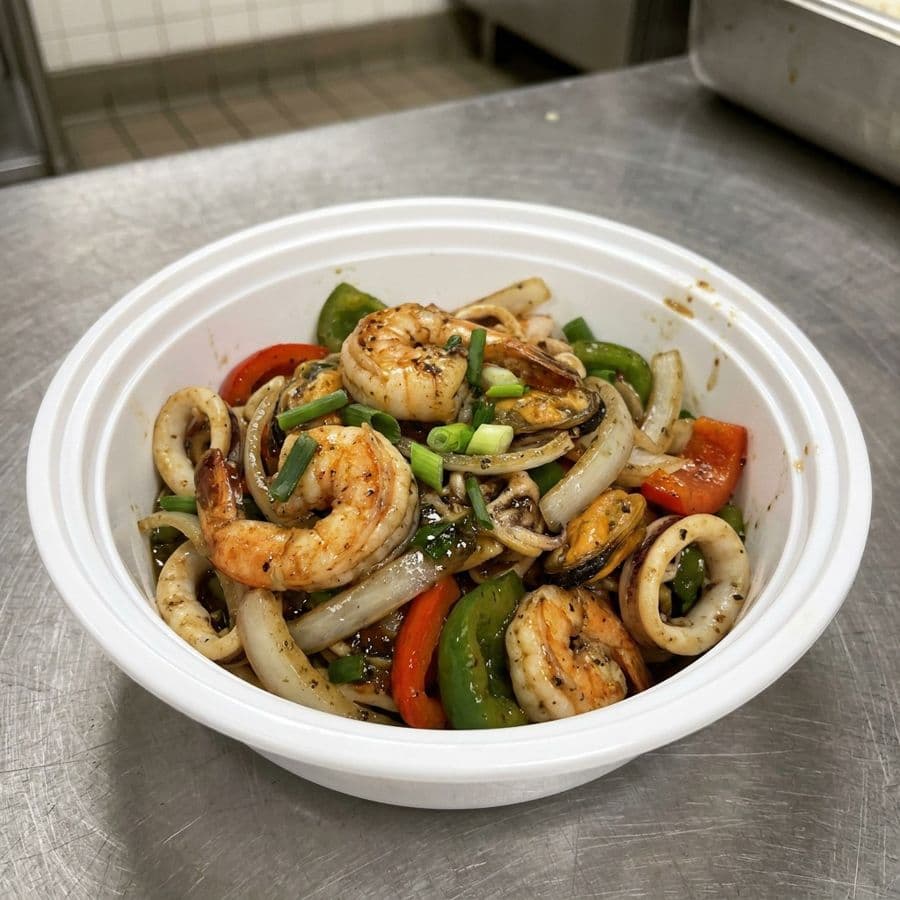 Stir Fried Seafood with Black Peppers