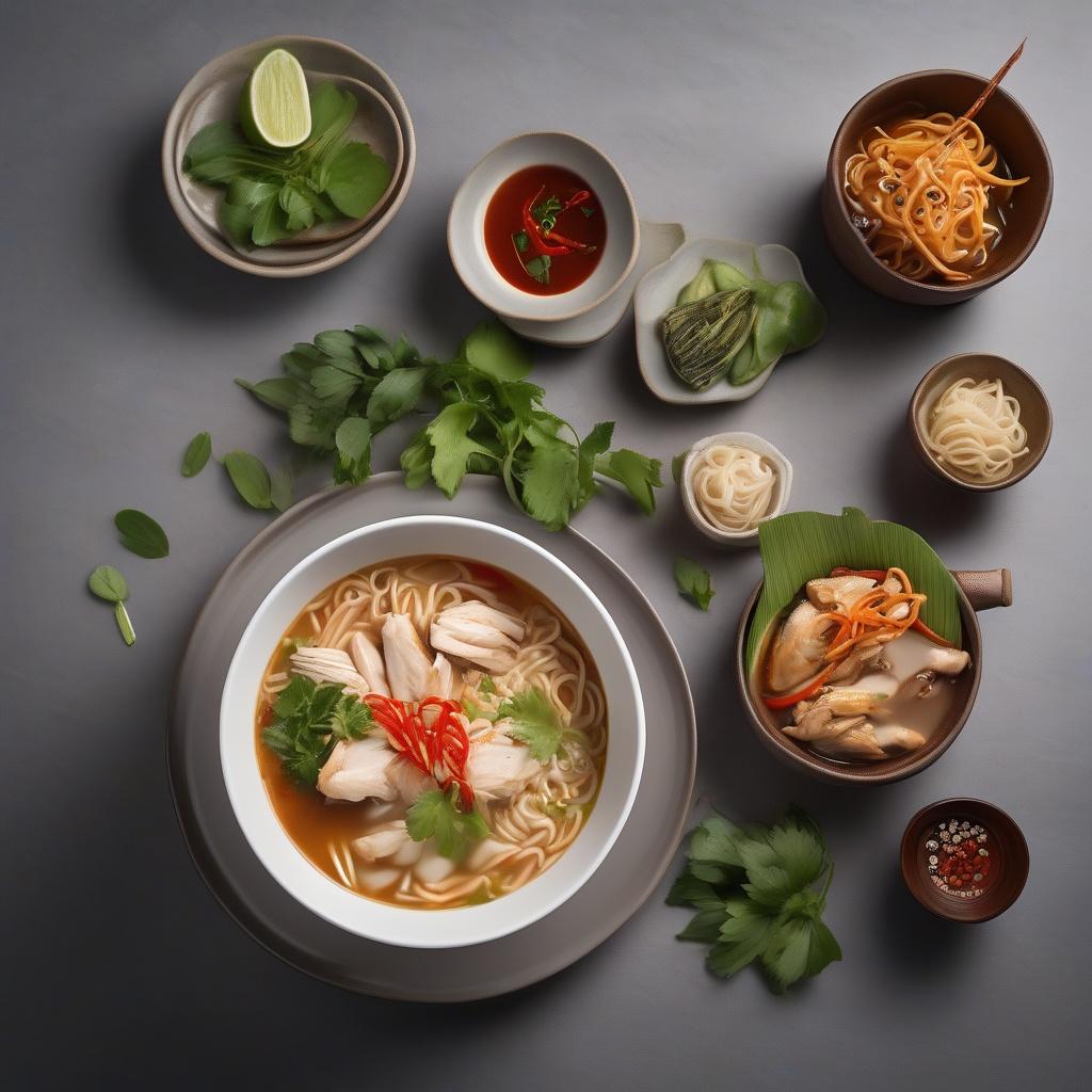 Thai Noodles Soup with Chicken