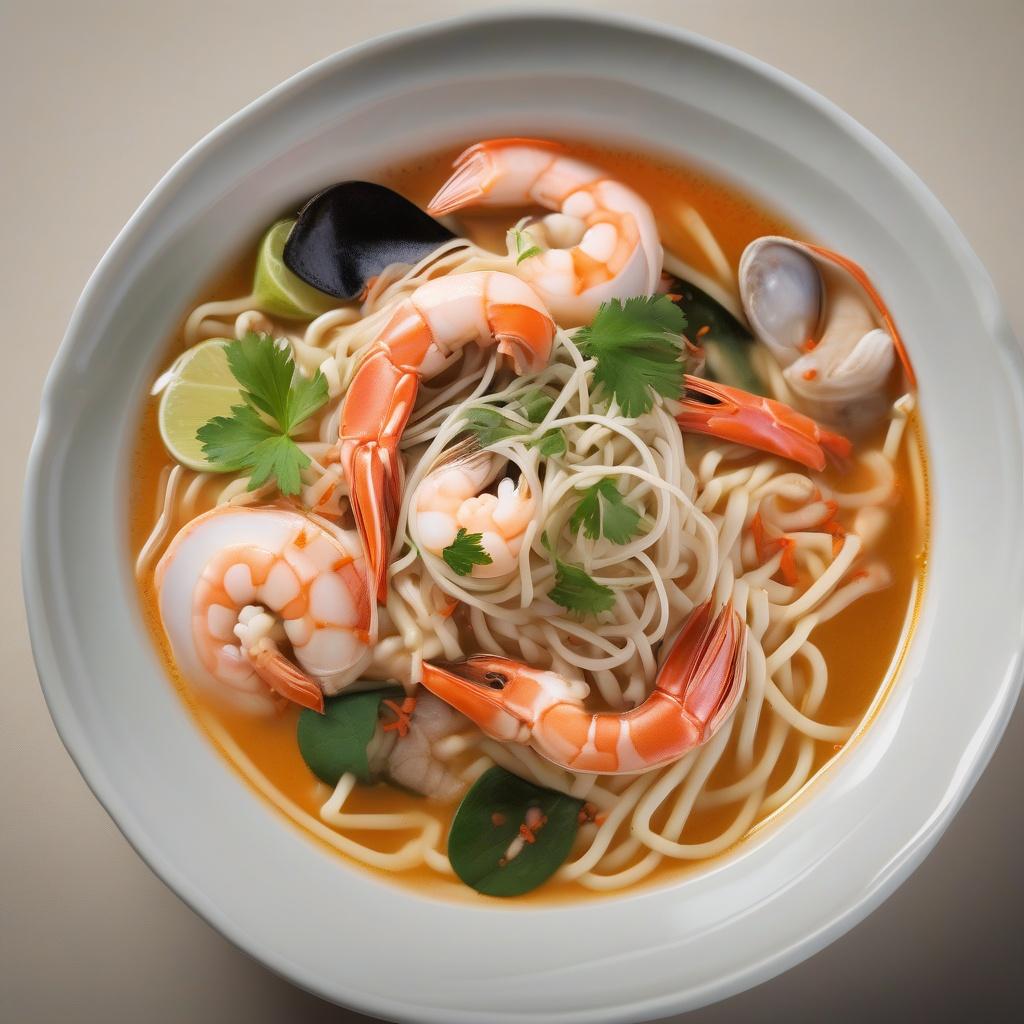 Thai Noodles Soup with Seafood